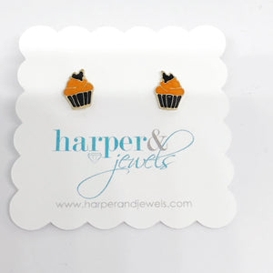 Fall Cupcake Stud Earrings