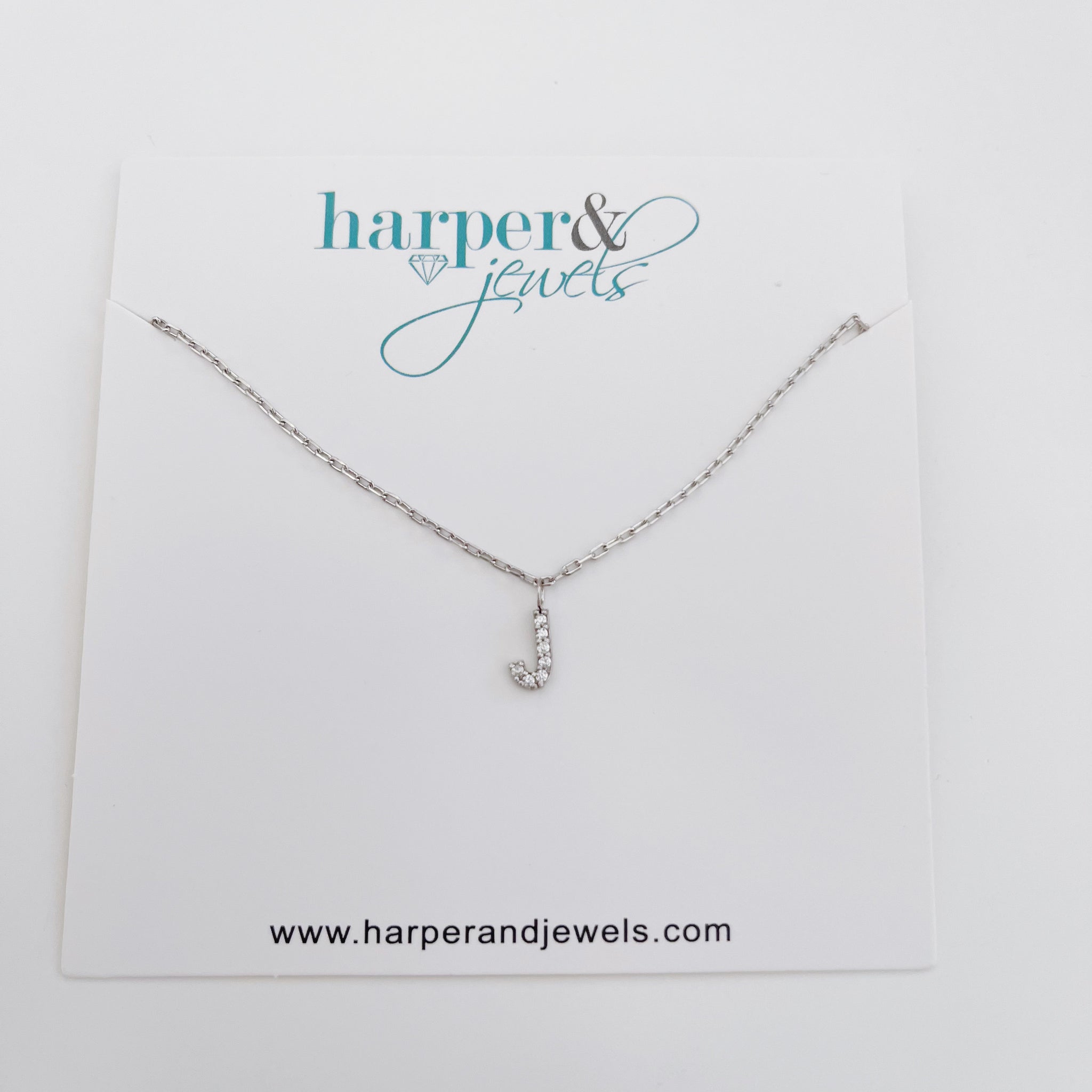 MADE FOR ME! Pave Hanging Initial Necklace - J