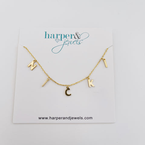 MADE FOR ME! Hanging Letter Name Necklace - NICKI