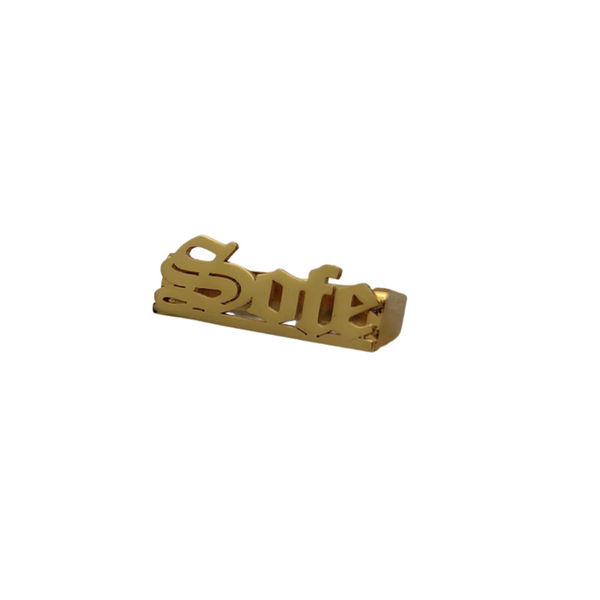 THis is an image of our gold nameplate ring reading SOFE on a white backgorund
