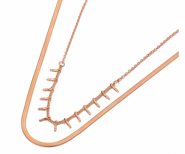 This is an image of our rose gold perfect layers double necklace on a white background