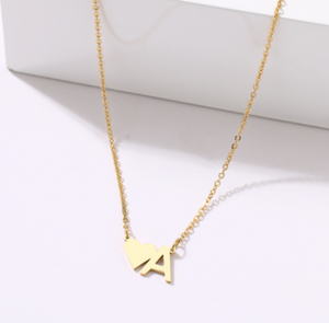 Gold Heart Initial Necklace Harper Jewels
