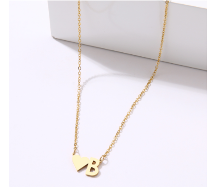 heart initial B necklace