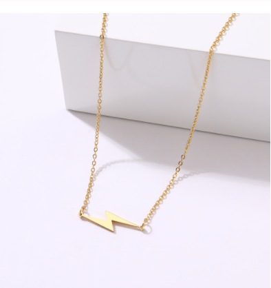 gold stainless steel lightning bolt necklace