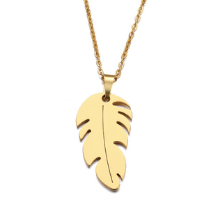 stainless steel leaf pendant necklace