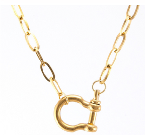 chain link shackle clasp necklace
