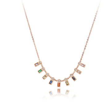 rose gold multi color stone necklace