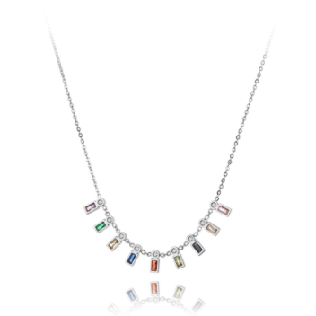 silver hanging multi color stone necklace