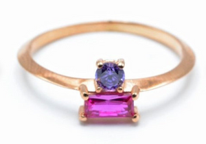 Double Stone Birthstone Ring
