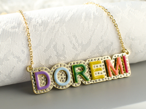 Burst of Color Iced Nameplate Necklace