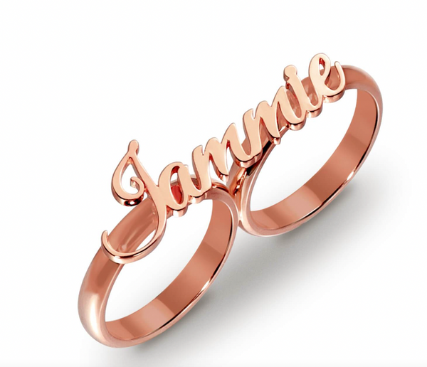 Personalized Two Finger Name Ring