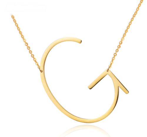 Custom Ribbed Initial Tag Pendant Necklace | Caitlyn Minimalist
