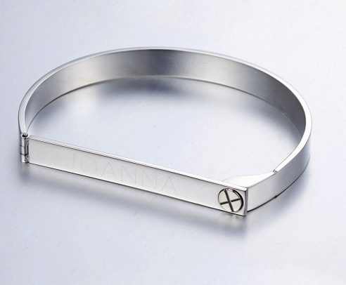 silver personalized screw bracelet