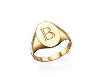 Signet Initial Ring - Gold