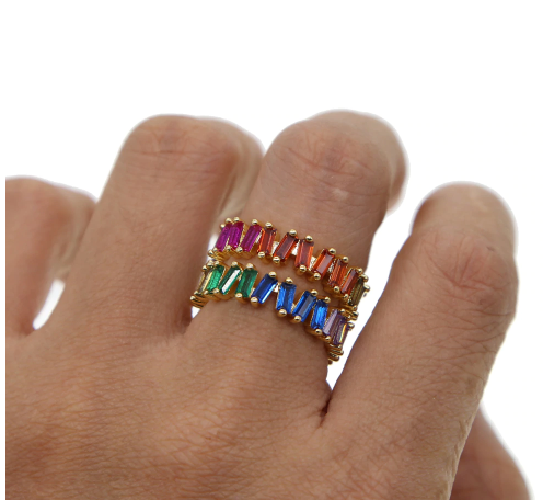 Rainbow Baguette Ring