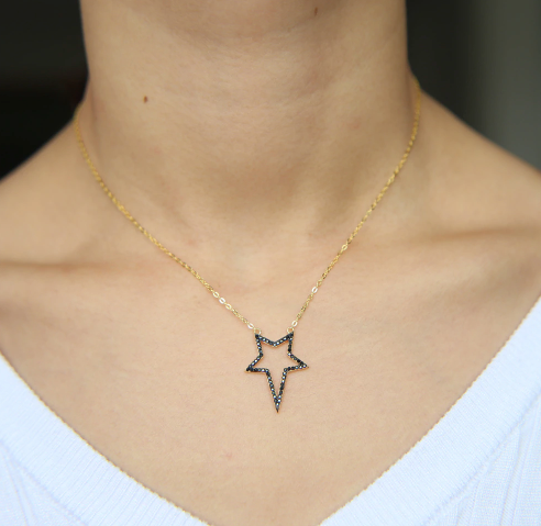 CZ Black Star Necklace
