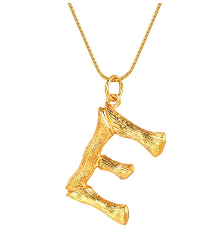 Large bamboo initial necklace discount