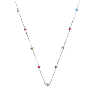 Multi Colored Jewel Long Layering Necklace