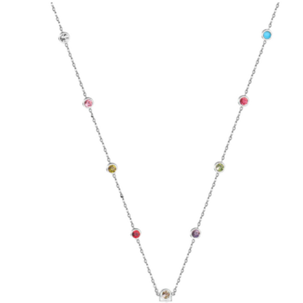 Multi Colored Jewel Long Layering Necklace