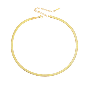 This is an image of our gold snake chain choker necklace