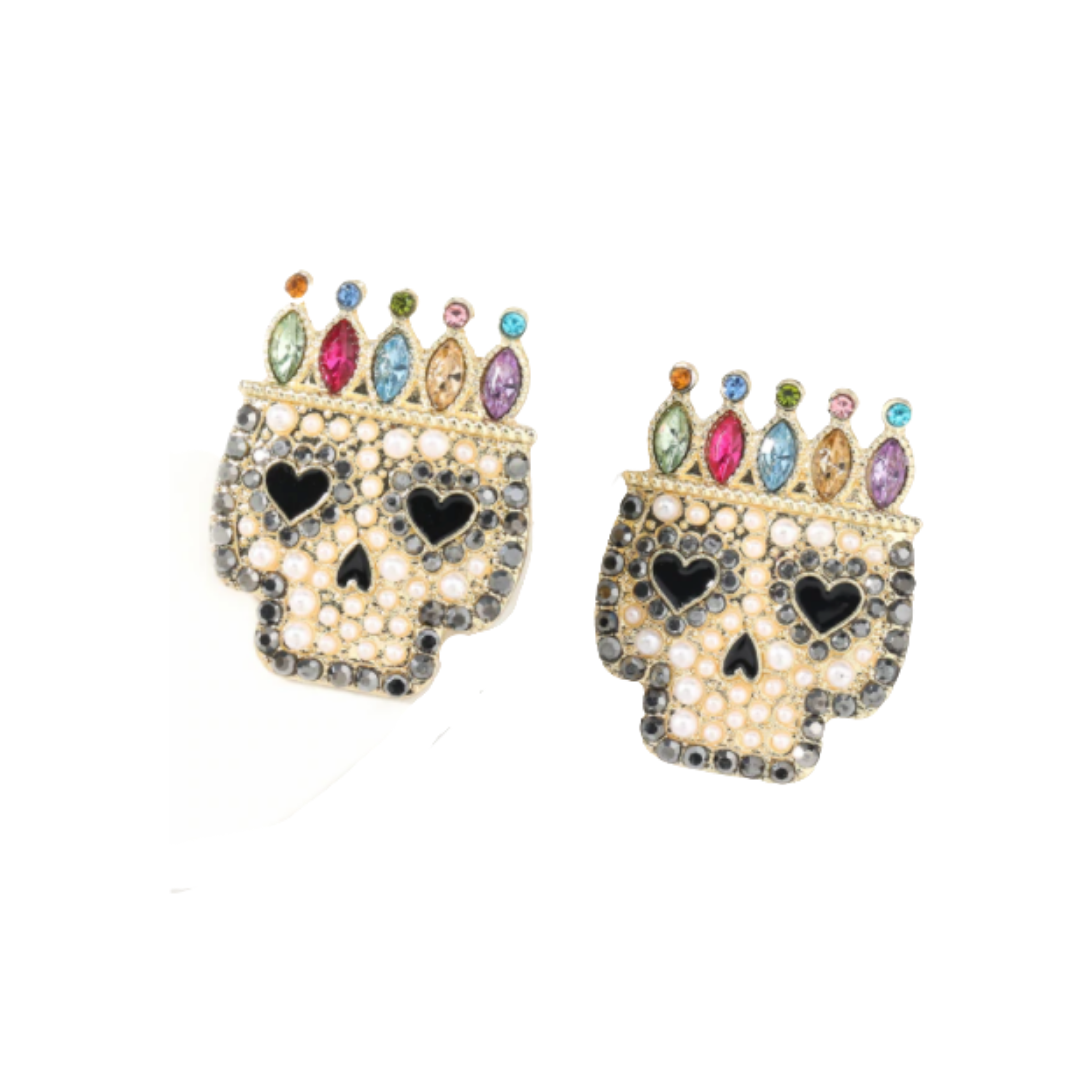 This is an image of our Sugar Skull Statement Earrings on a white background