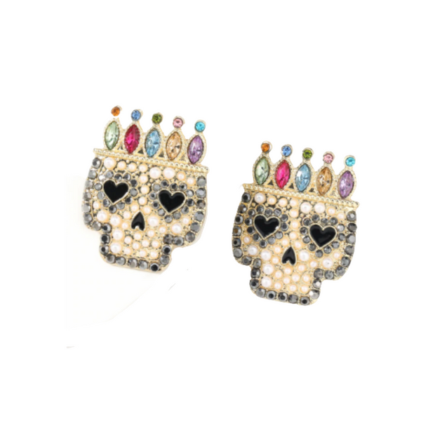 This is an image of our Sugar Skull Statement Earrings on a white background