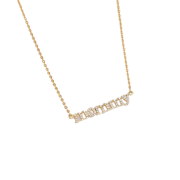 This is an image of our gold mommy necklace on a white background