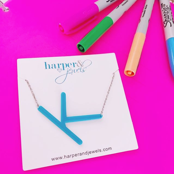 Color Pop Acrylic Large Sideways Initial Necklace Harper Jewels