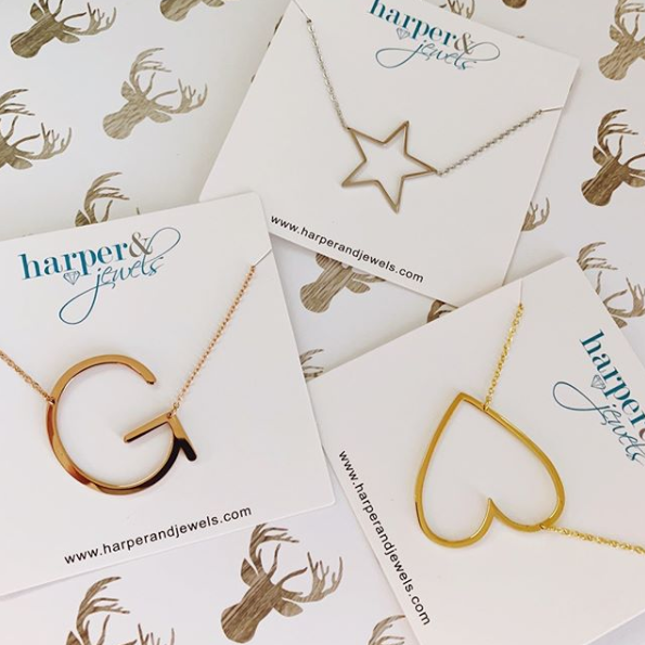 Harper and jewels sideways initial necklace deals