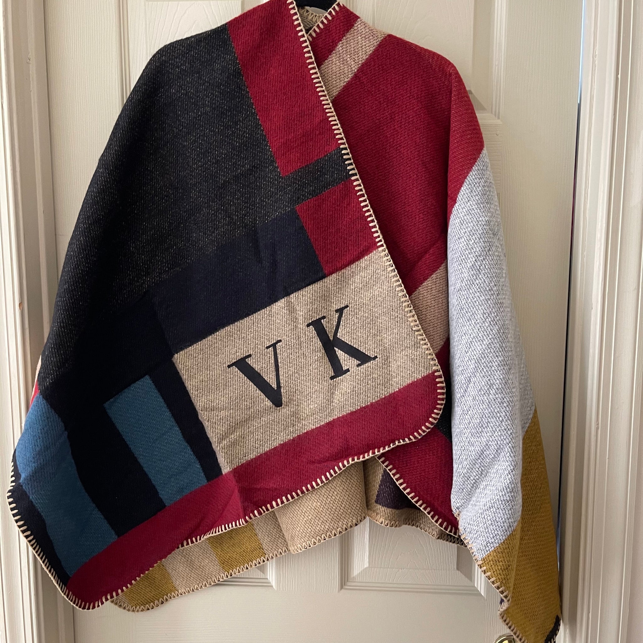 MADE FOR ME - Plaid Monogram Poncho in multicolor - VK