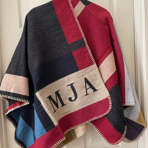 MADE FOR ME Plaid Monogram Poncho in multicolor -MJA