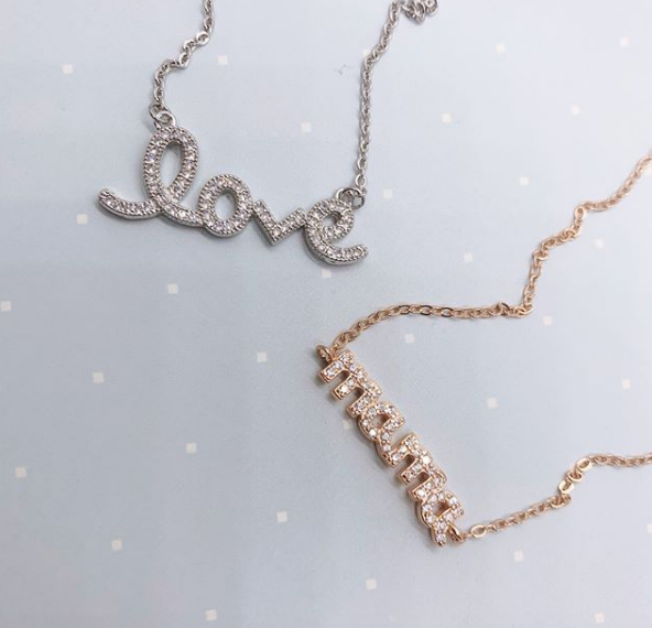 Dainty Love Necklace with CZ Stones
