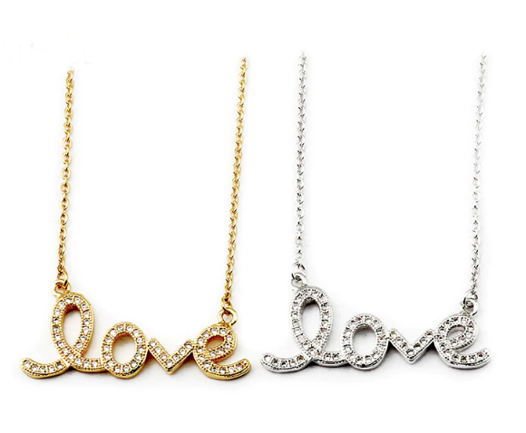 Dainty Love Necklace with CZ Stones