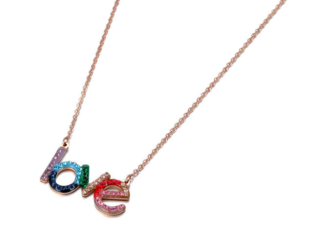 Rainbow CZ Love necklace