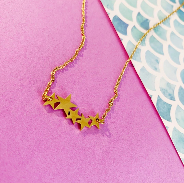 Gold Star Cluster Necklace